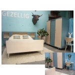 jaren '50 slaapkamer <p>€ 200,00 VERHUUR (incl. bekleding) - € 500,00 VERKOOP</p>
<p>2 persoons bed + kledingkast + kaptafel met stoel</p>