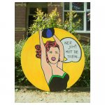 pop art 4 <p>€ 15,00 VERHUUR - (tekst kan worden aangepast)</p>
<p>1 per soort / 122 cm doorsnede / hout</p>